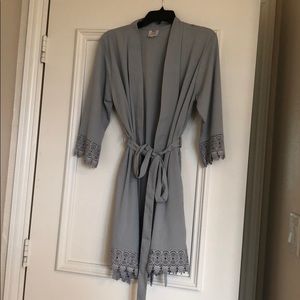 Blue Gray lace robe with pocket